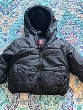 Swiss Tech Black Kids Hooded Puffer Jacket